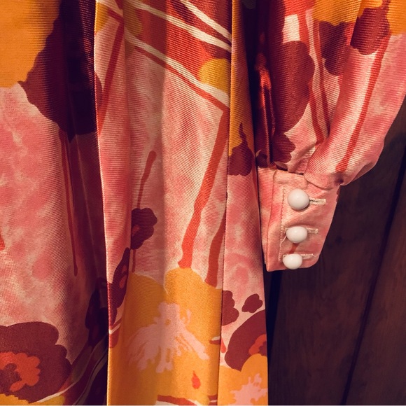 Genuine Vintage Finlaw Of Melbourne 1970’s Maxi Dress Colourful Print Size 16 - Picture 13 of 16